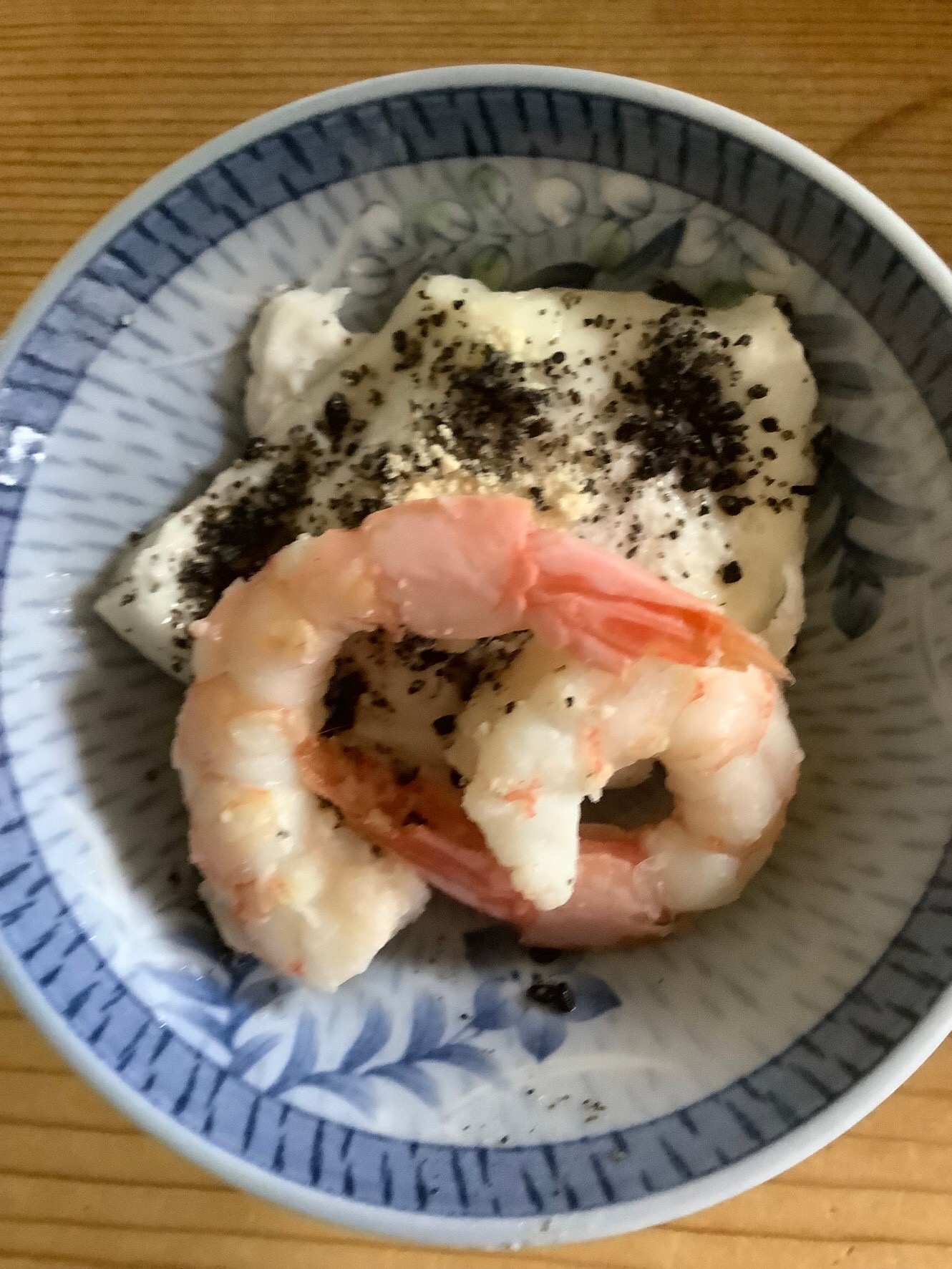 温泉卵と海老の塩麹煮♪