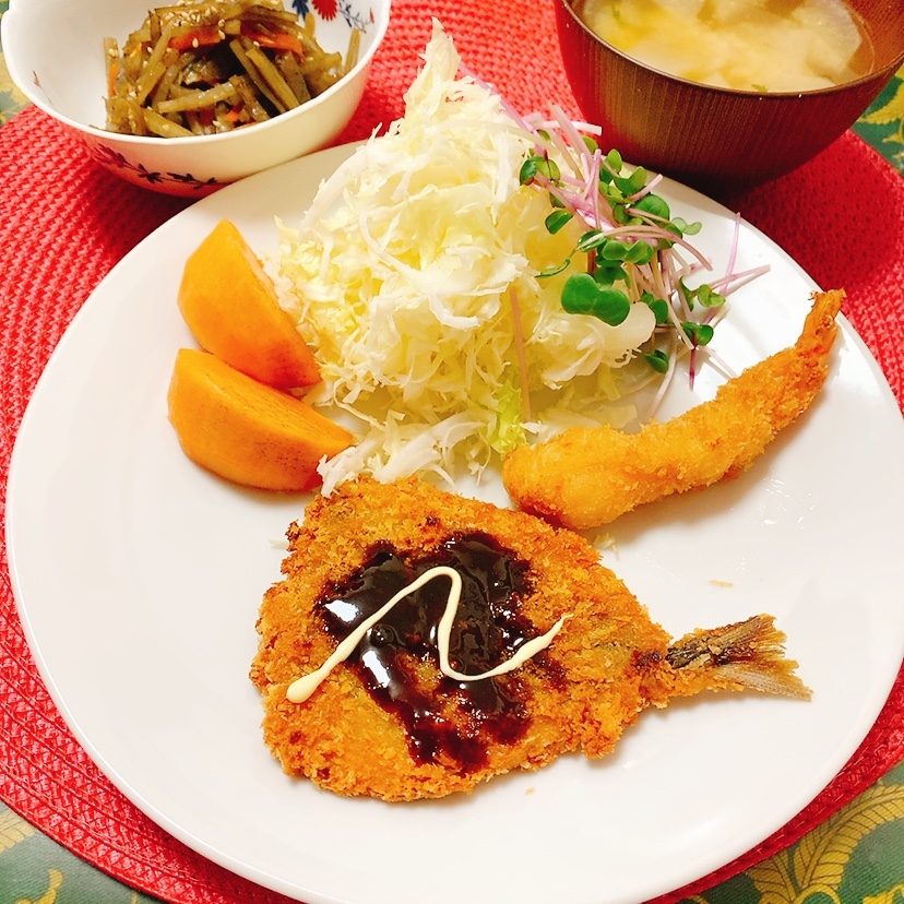 夜ご飯にアジフライ✧˖°