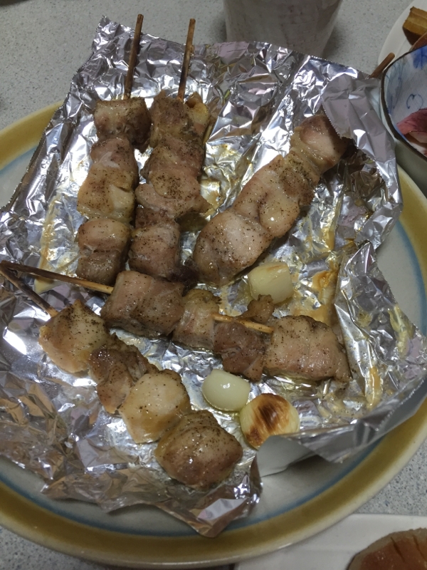 ニンニクと鳥の焼き鳥！！