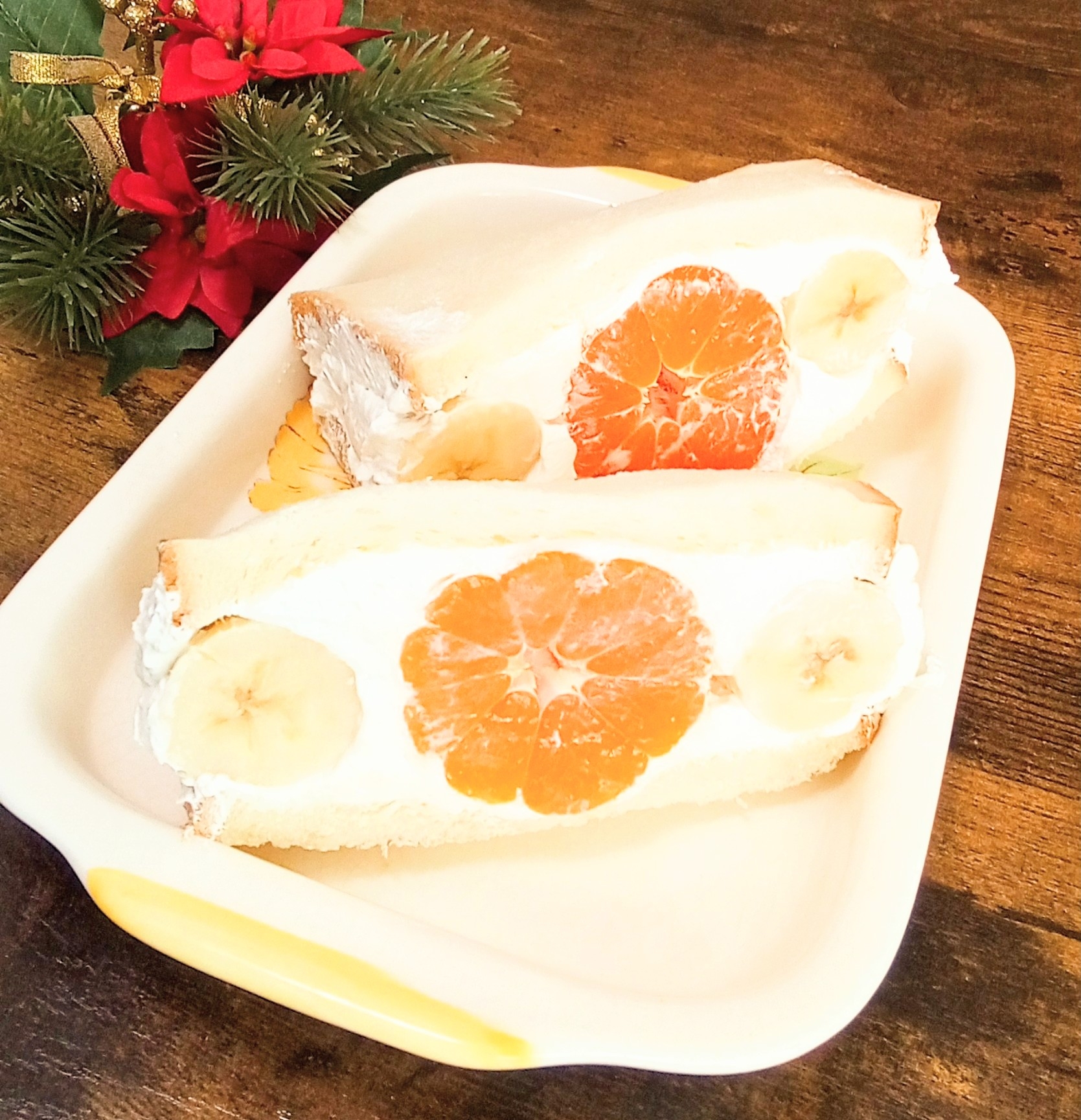 みかんとバナナのフルーツサンド！