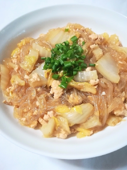 白菜と鶏ひき肉の麻婆春雨