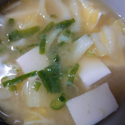 白菜と豆腐と葱のお味噌汁