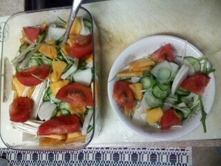 旬の柿と大根、きゅうりのサラダ