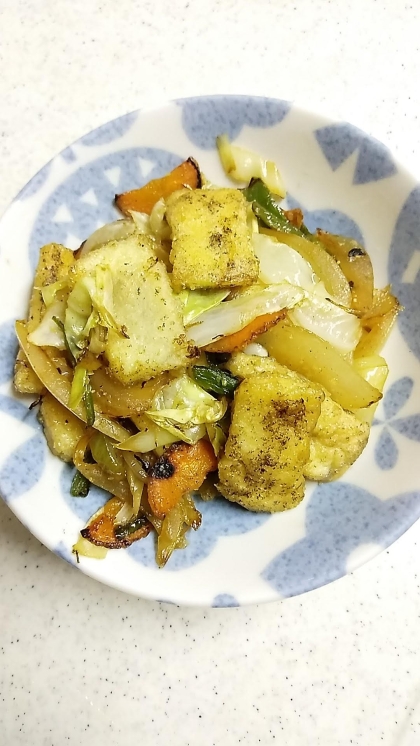 高野豆腐と野菜のゴマ味噌炒め