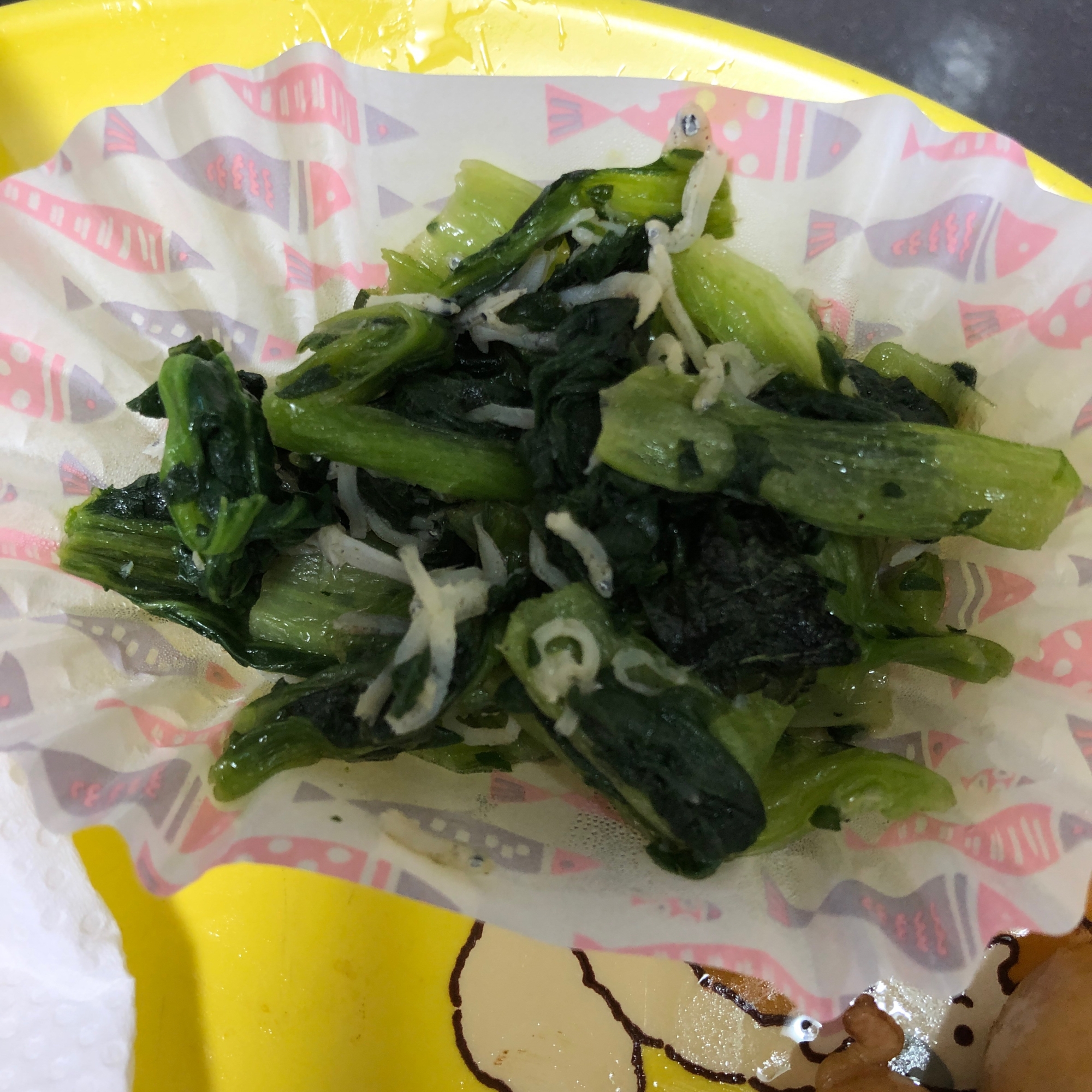 小松菜としらすの炒め物