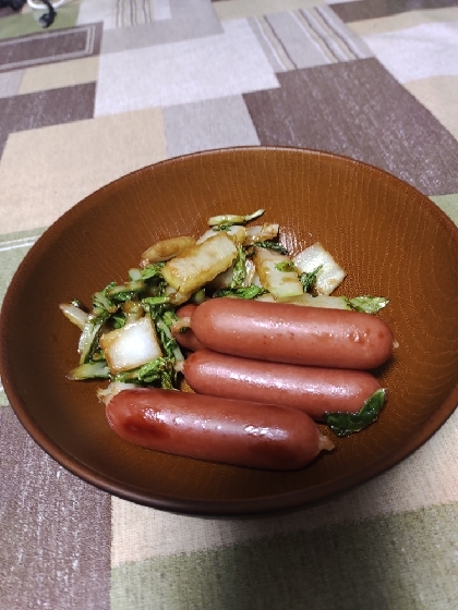 チンゲン菜＊ウィンナーの牡蠣醤油炒め
