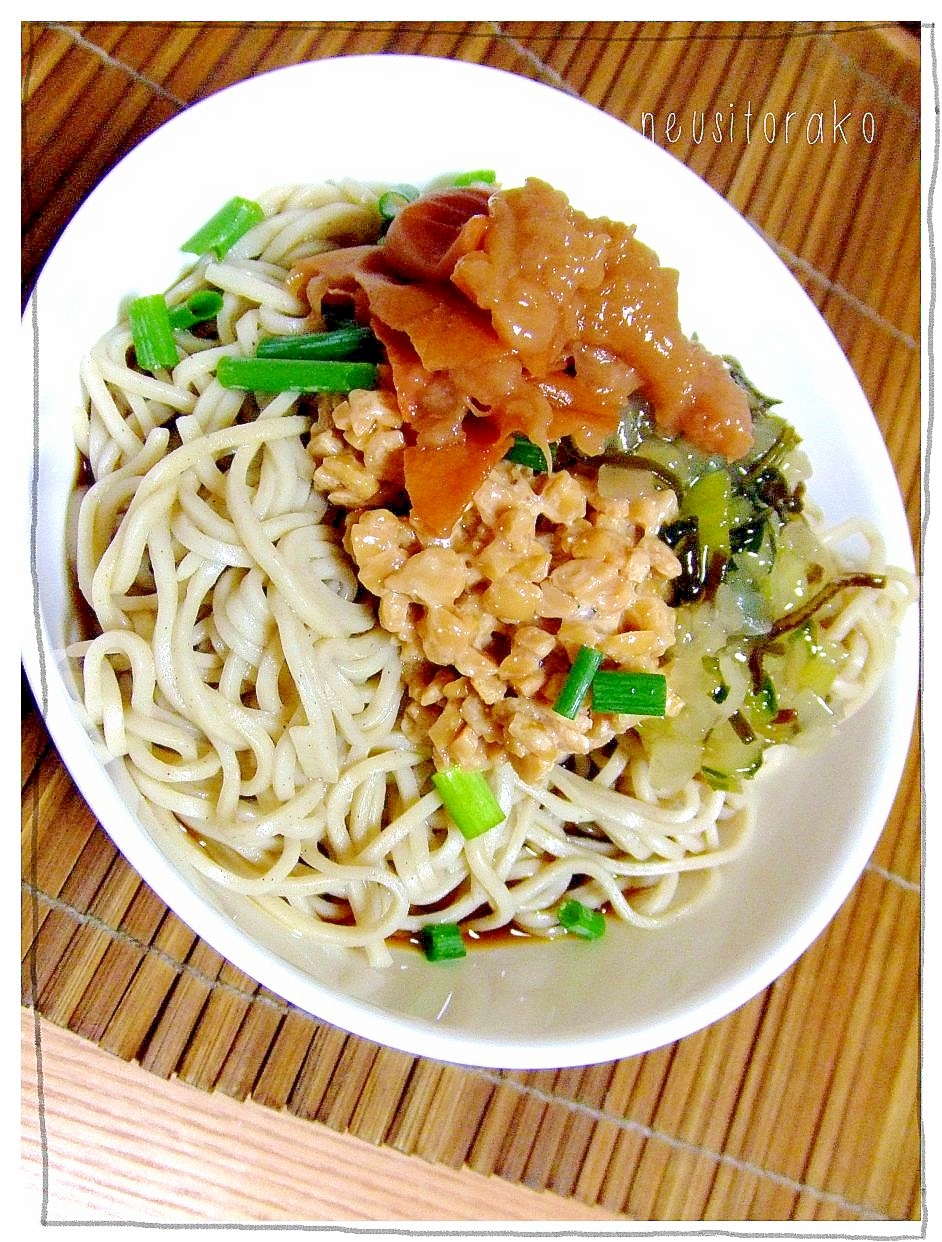 わさび昆布と納豆の冷たいそば レシピ 作り方 By ねうしとら子 楽天レシピ