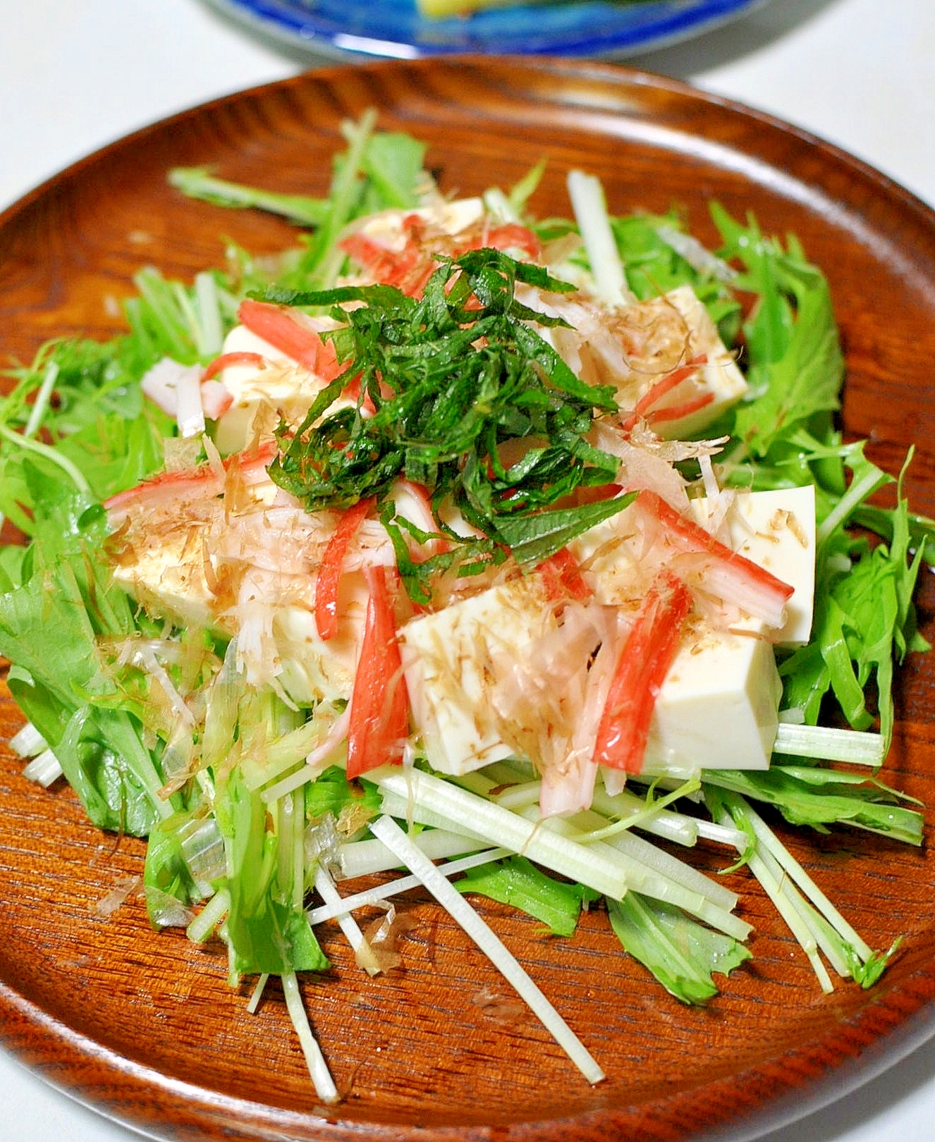 豆腐とカニカマと水菜の和風サラダ
