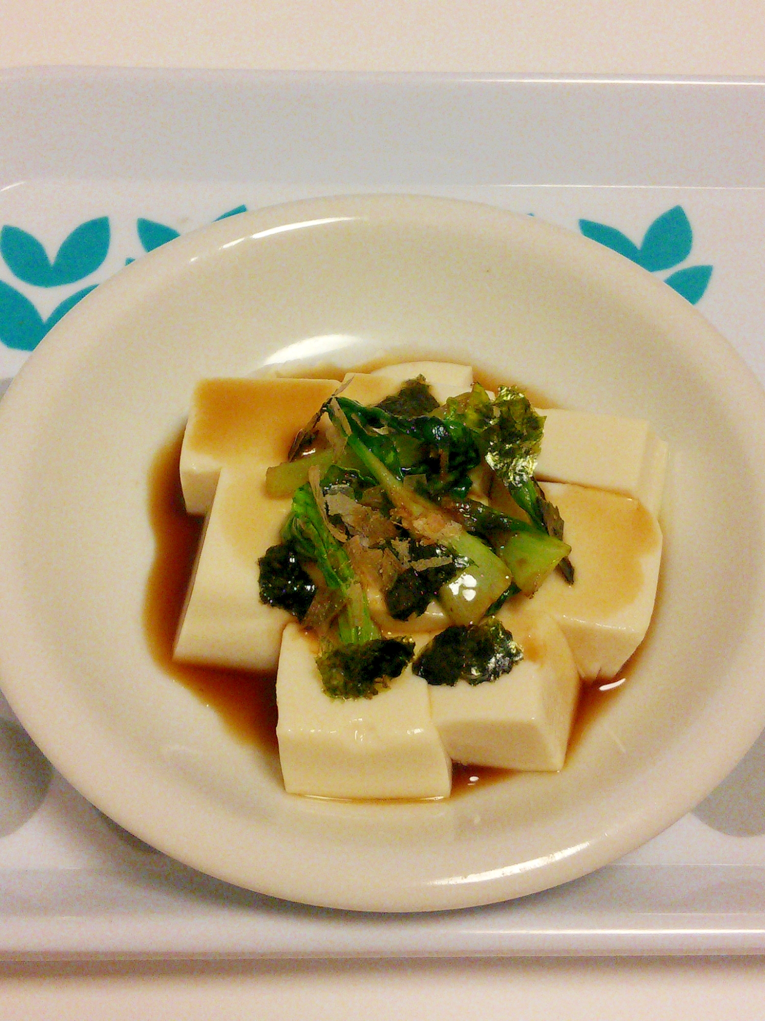 ズボラおつまみ♪チンゲン菜と焼き海苔の冷奴