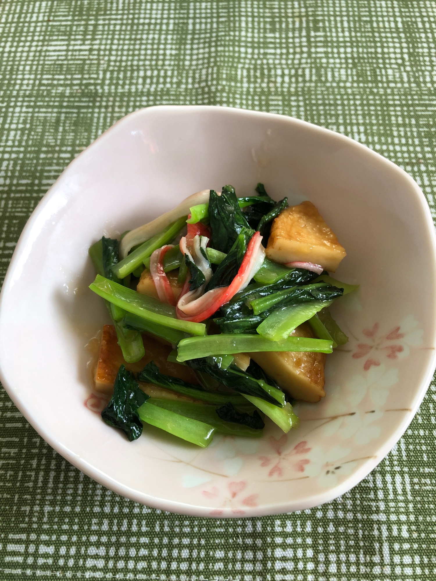 ヒラ天と小松菜の生姜香る中華煮