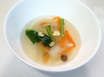 林檎の木さん、こんにちは(*^^*)お昼にスープ作りました♡しめじで代用しました！野菜たっぷり、生姜でポカポカおいしかったです♪素敵レシピありがとうございます