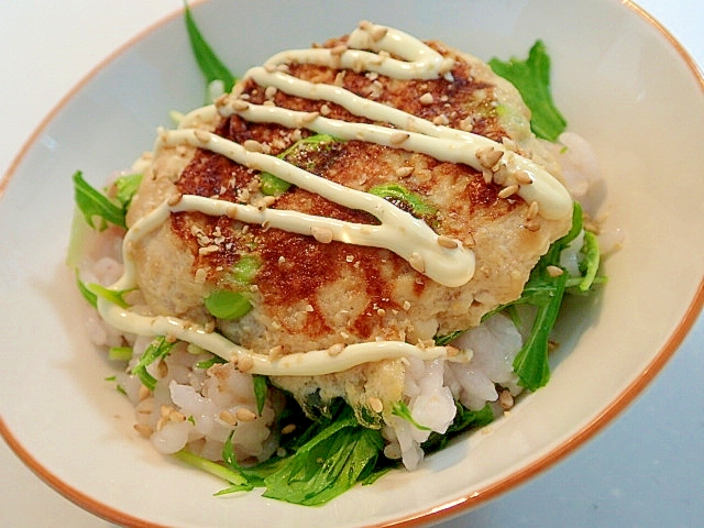 焼き豆腐のせ 水菜のすし飯ごはん♬