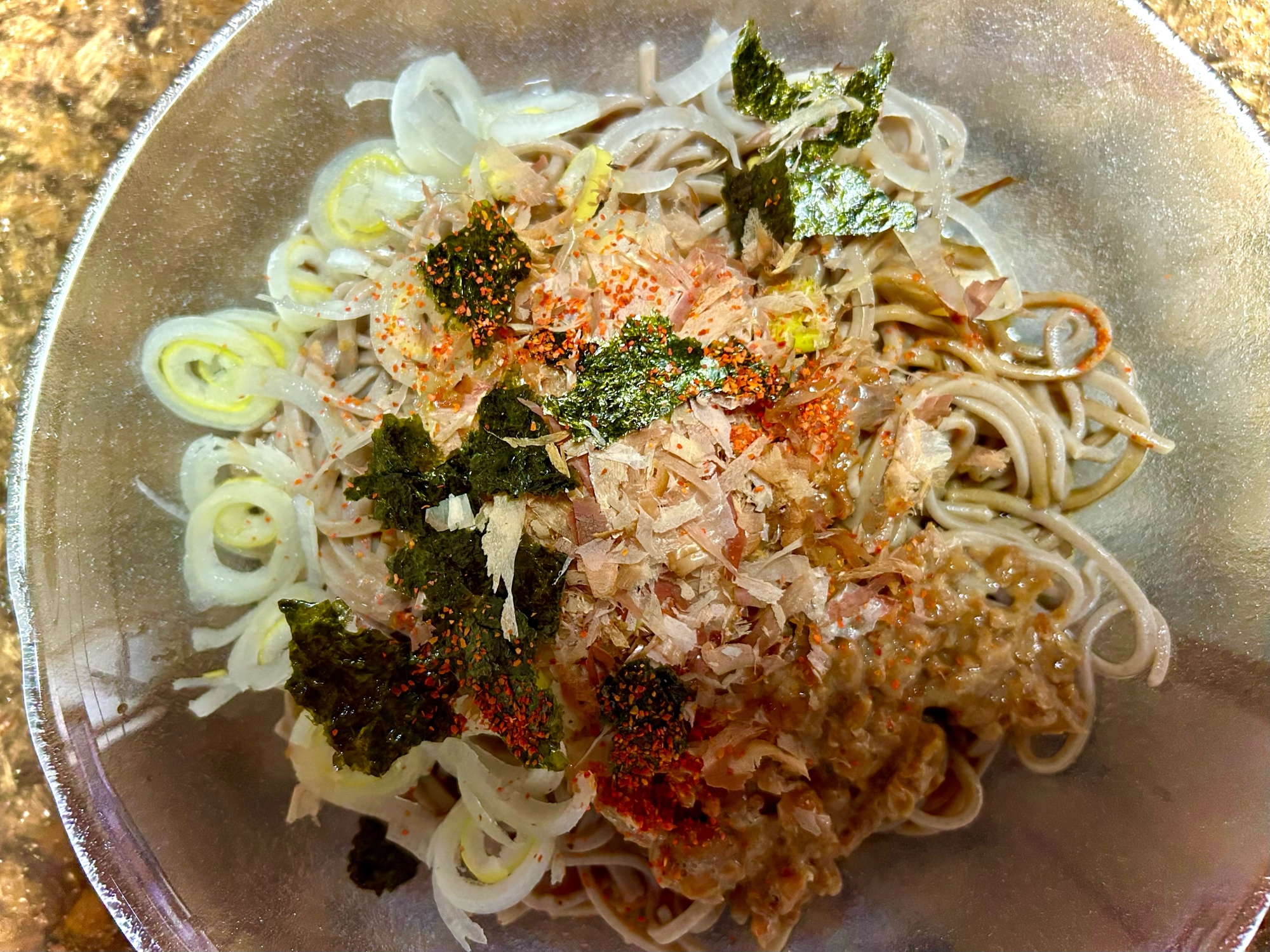 ざる蕎麦（納豆と長ねぎ）