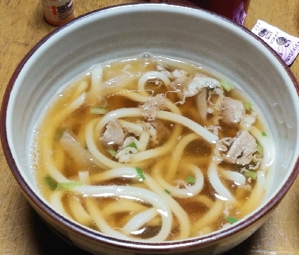 おでんの出汁で、簡単肉うどん