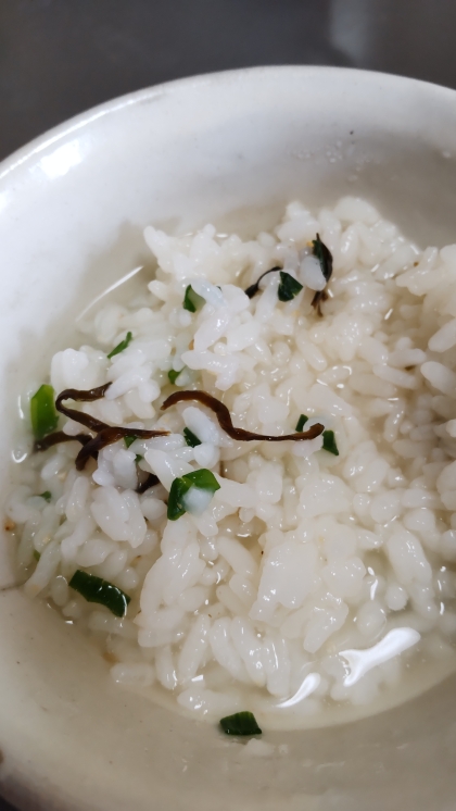 鰹節とごまとネギと塩昆布のお茶漬け