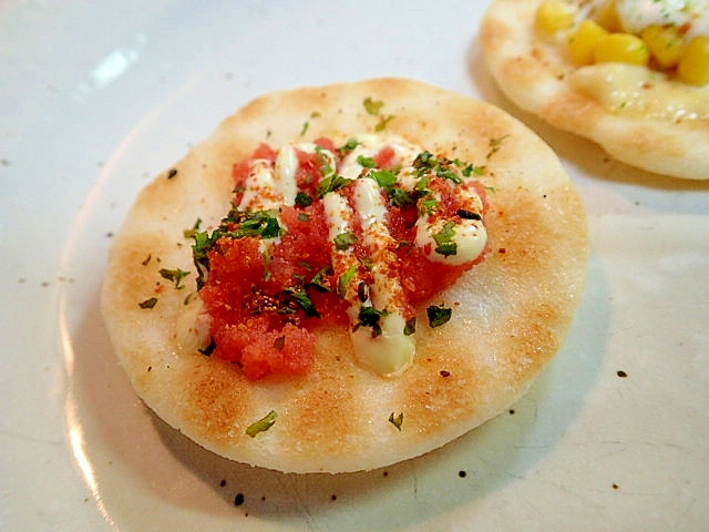 トースターで 明太マヨせんべい