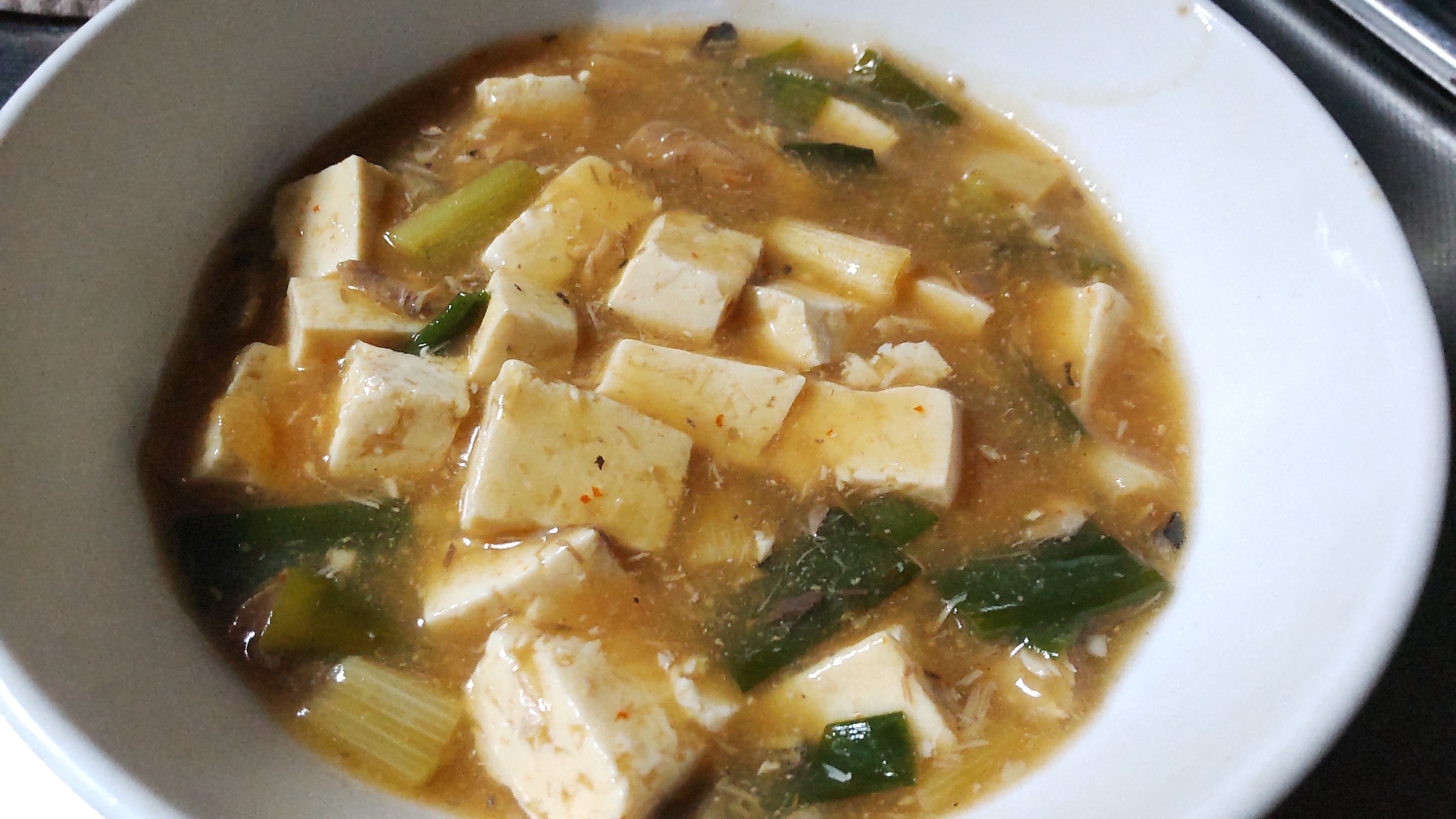 さば缶とねぎの麻婆豆腐