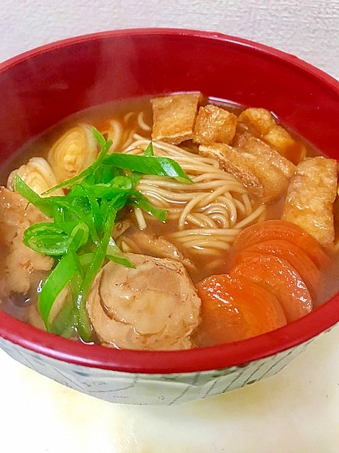 白石温麺で味噌煮