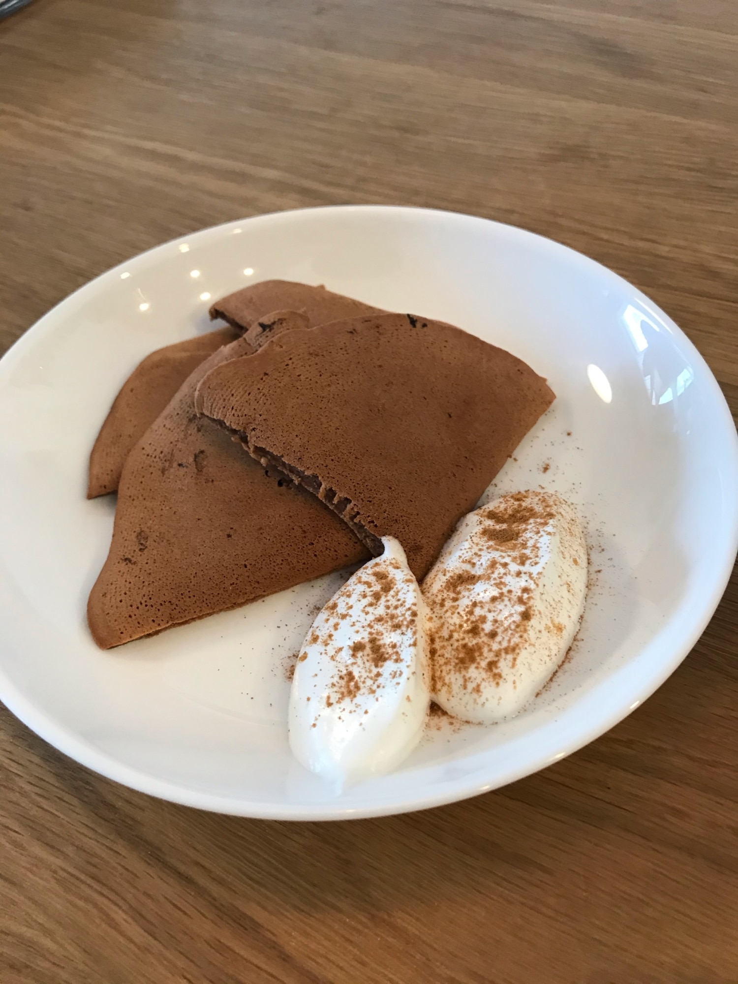 材料2つ♪簡単もちもちココアパンケーキ レシピ・作り方 by ぼのんちょ