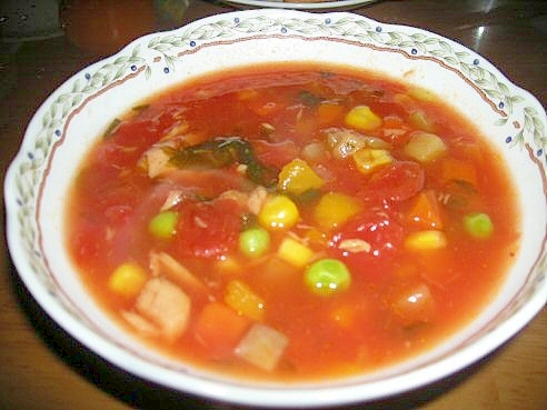 シーチキンとワカメのトマトスープ