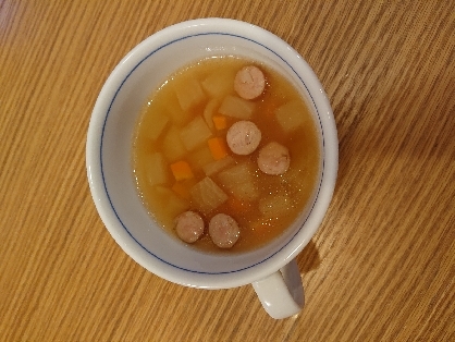 茅のやの野菜だしで作ってみました！
4歳と1歳半の娘たちがとても気に入り、がっついて食べてました(*^^*)
とっても簡単なのに美味しかったです♪