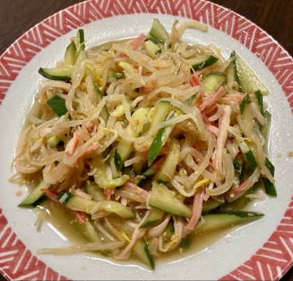 【節約レシピ】もやしとカニカマの中華風サラダ
