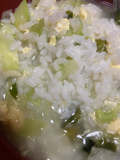 キャベツと卵の雑炊