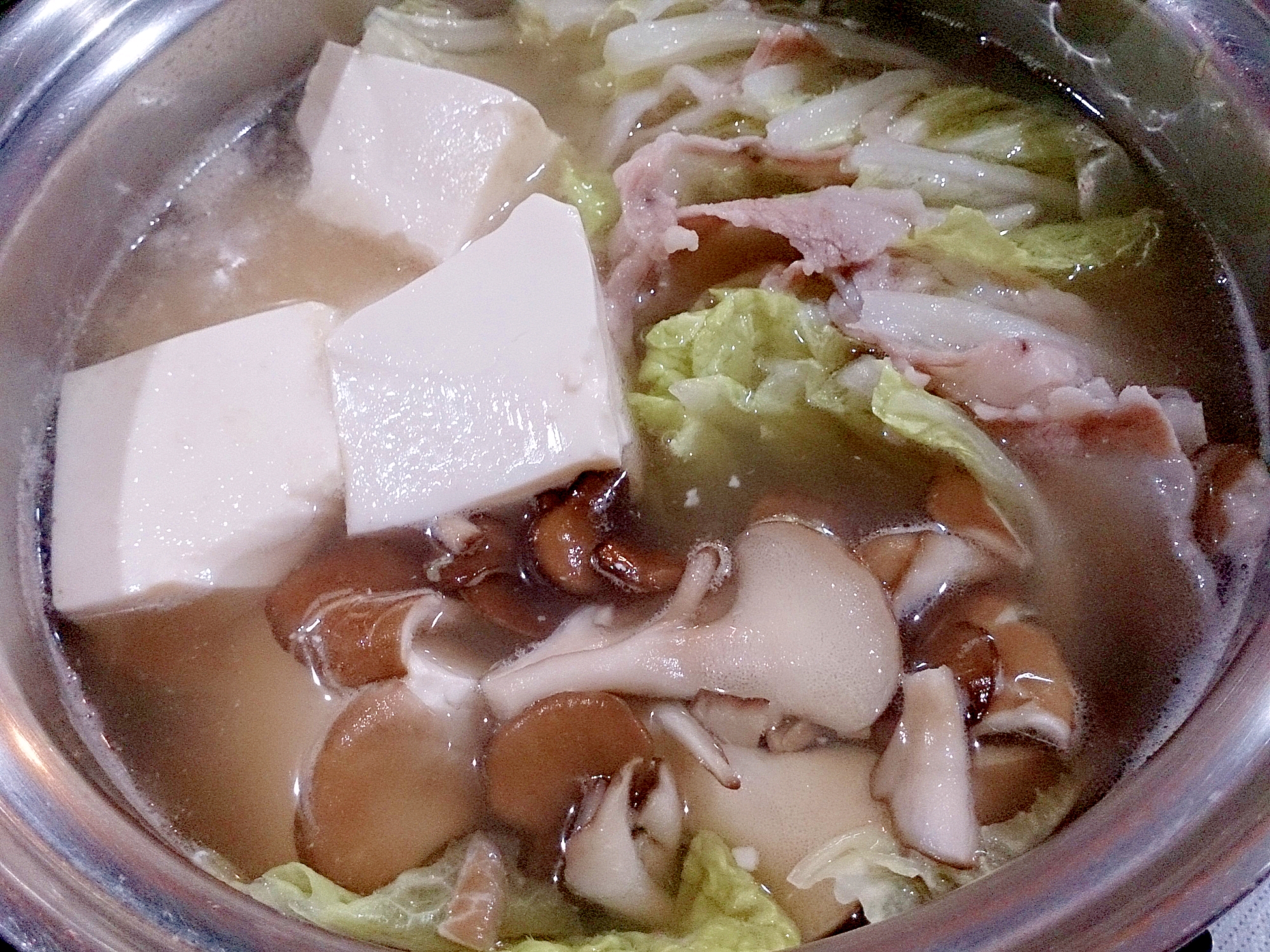 豚バラ白菜ミルフィーユ風のお豆腐お鍋