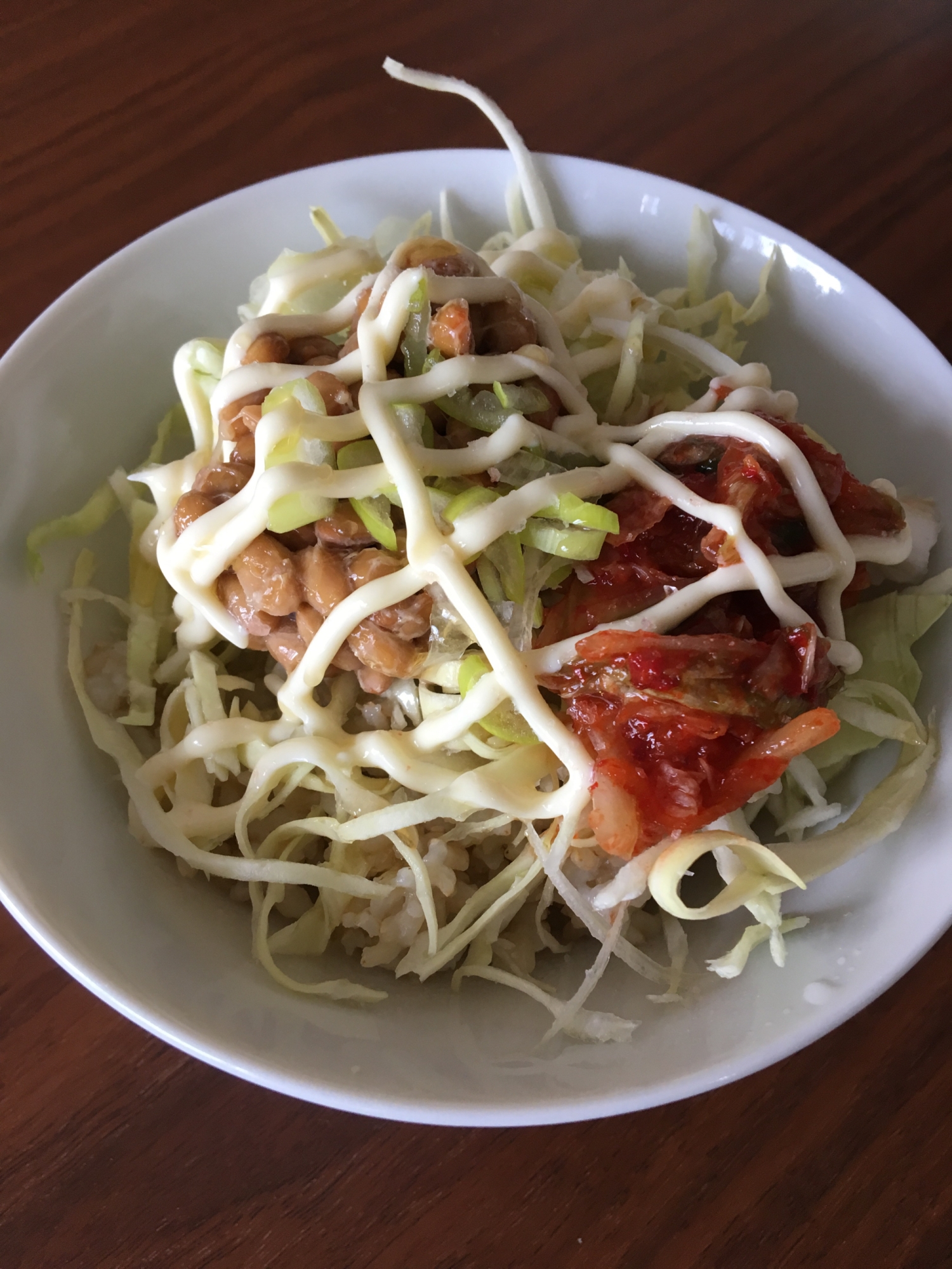 簡単！のせるだけ〜！納豆キャベツキムチ丼