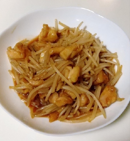 もやしと鶏肉のオイスターソース炒め