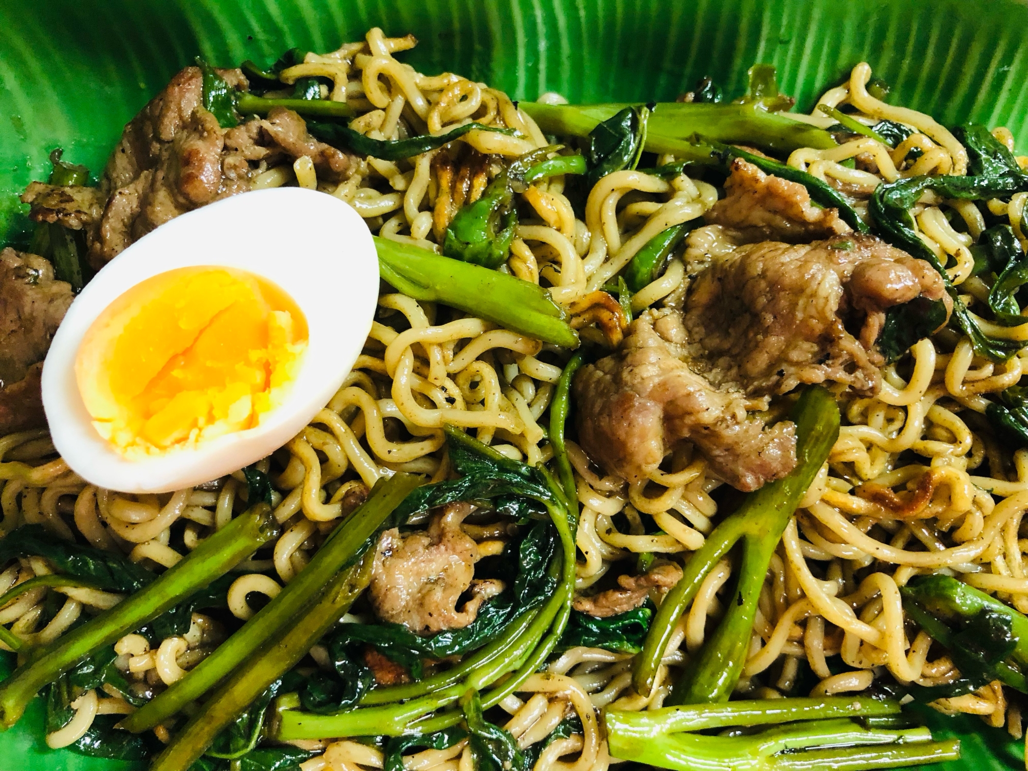 にんにく塩麹入り♪空芯菜のオイスター焼きそば