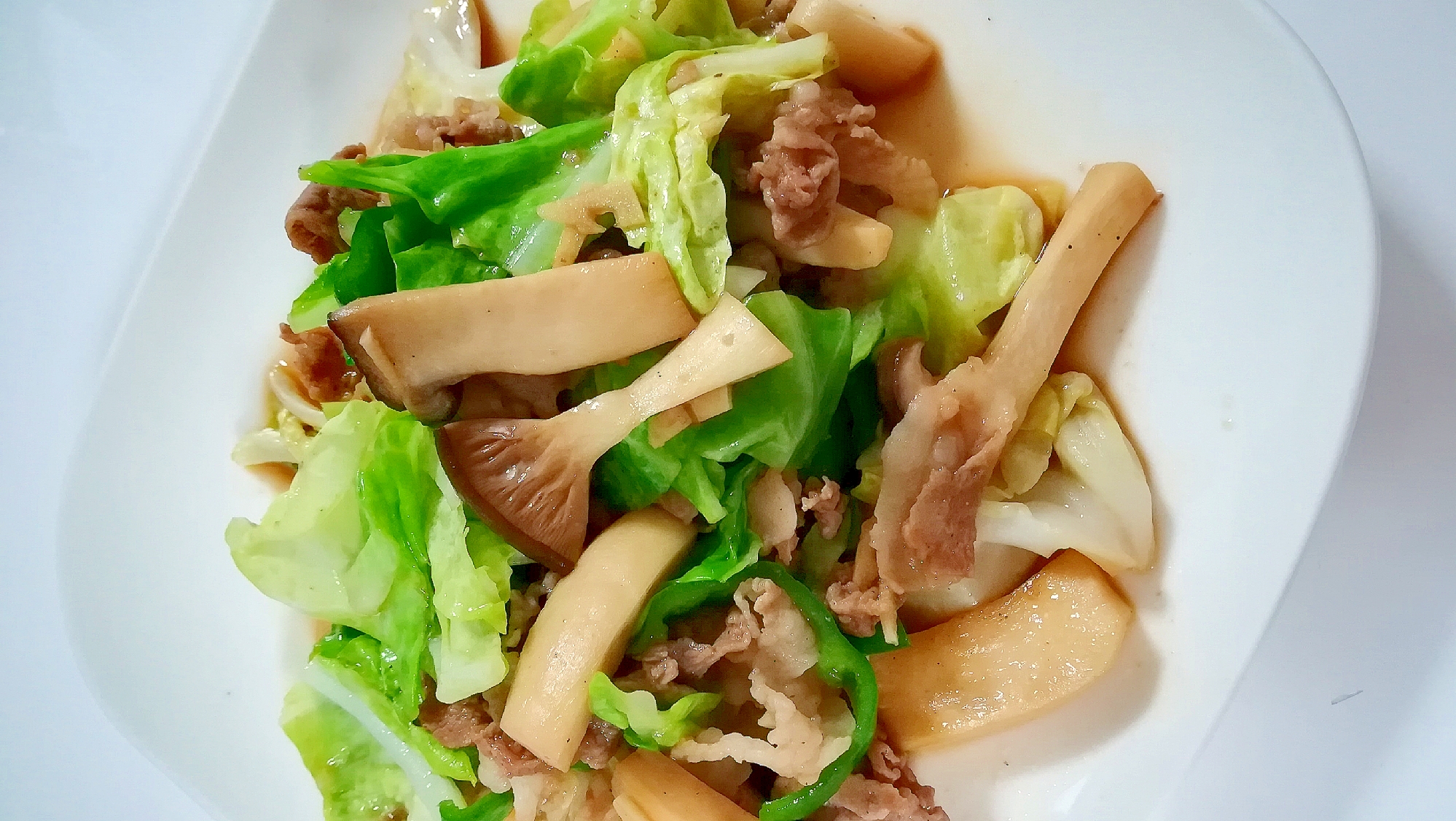 春キャベツ×エリンギ×豚肉のバター醤油炒め