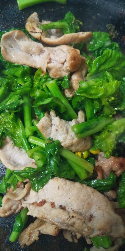 菜の花と豚肉のガーリックペッパー炒め
