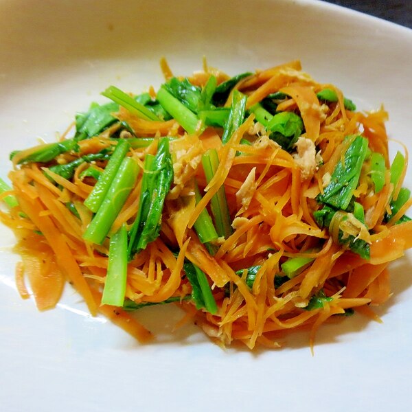 ツナ入り小松菜と人参のごま油炒め レシピ 作り方 By Libre 楽天レシピ ツナ入り小松菜と人参のごま油炒め レシピ 作り方 By Libre 楽天レシピ