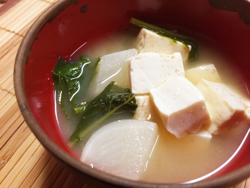 カブ&豆腐の味噌汁