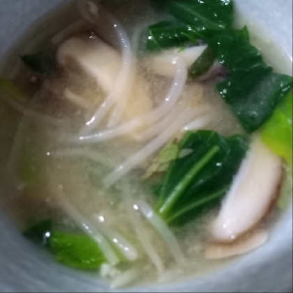 小松菜もやし椎茸の味噌汁