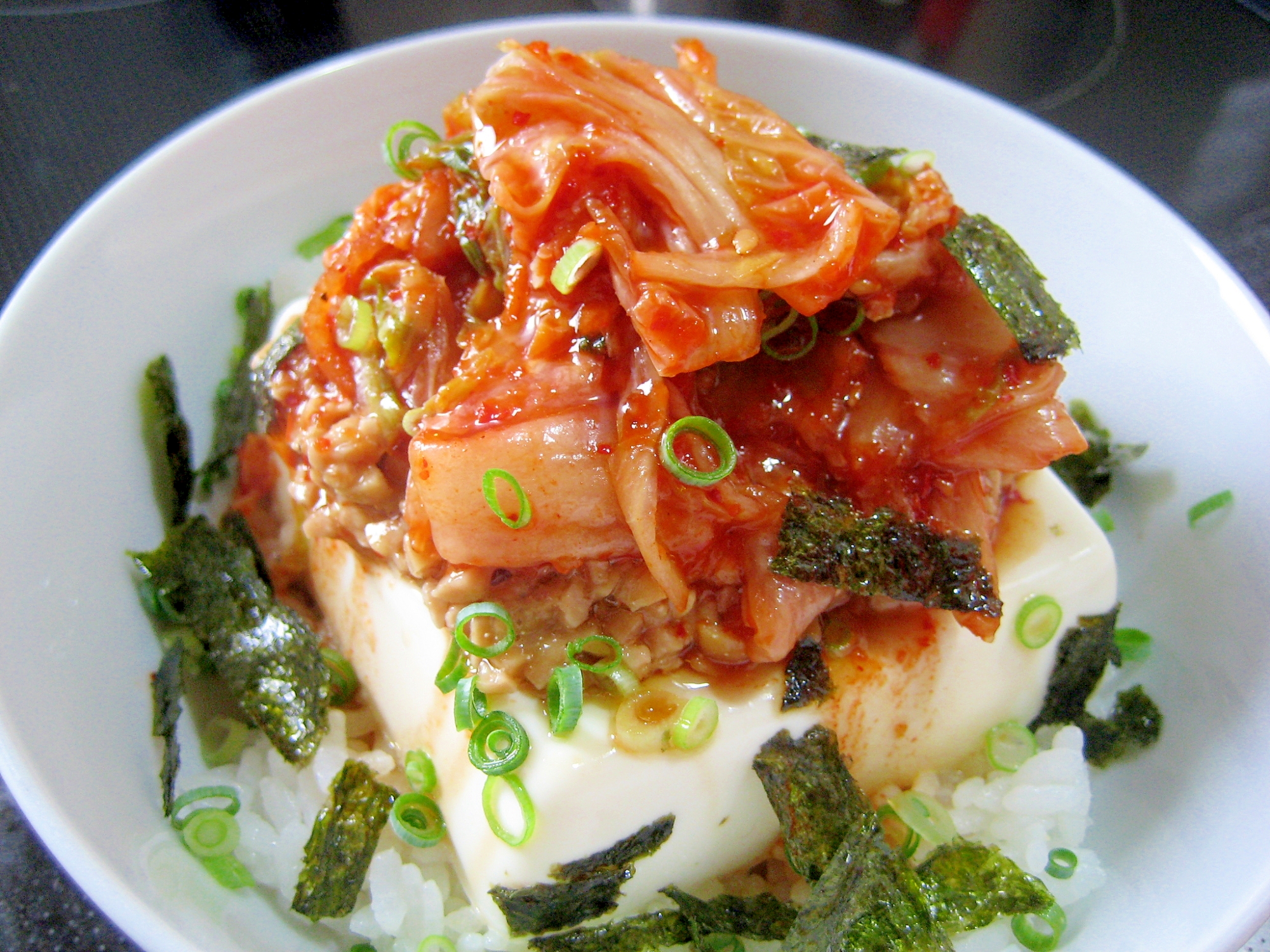 簡単うまうま!☆納豆キムチ豆腐丼☆