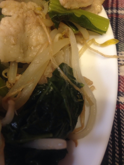 小松菜と豚バラのポン酢炒め