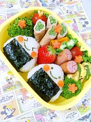 簡単キャラ弁 ニコニコおにぎりのお弁当 レシピ 作り方 By Cherry05 楽天レシピ