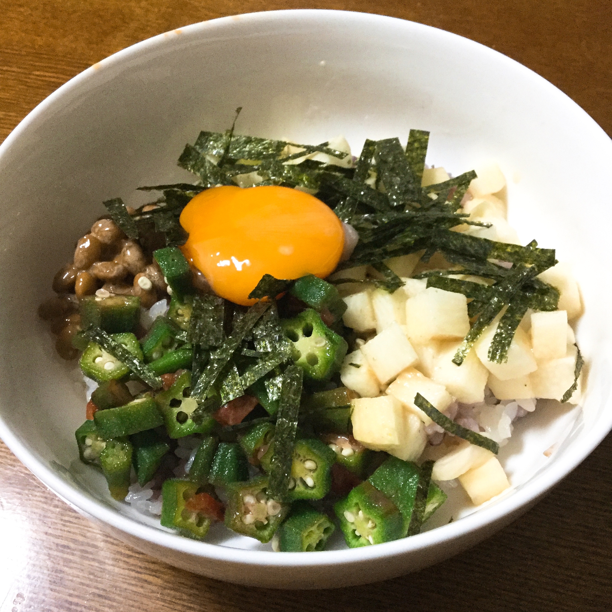 オクラ・納豆・長芋のネバネバ丼♪