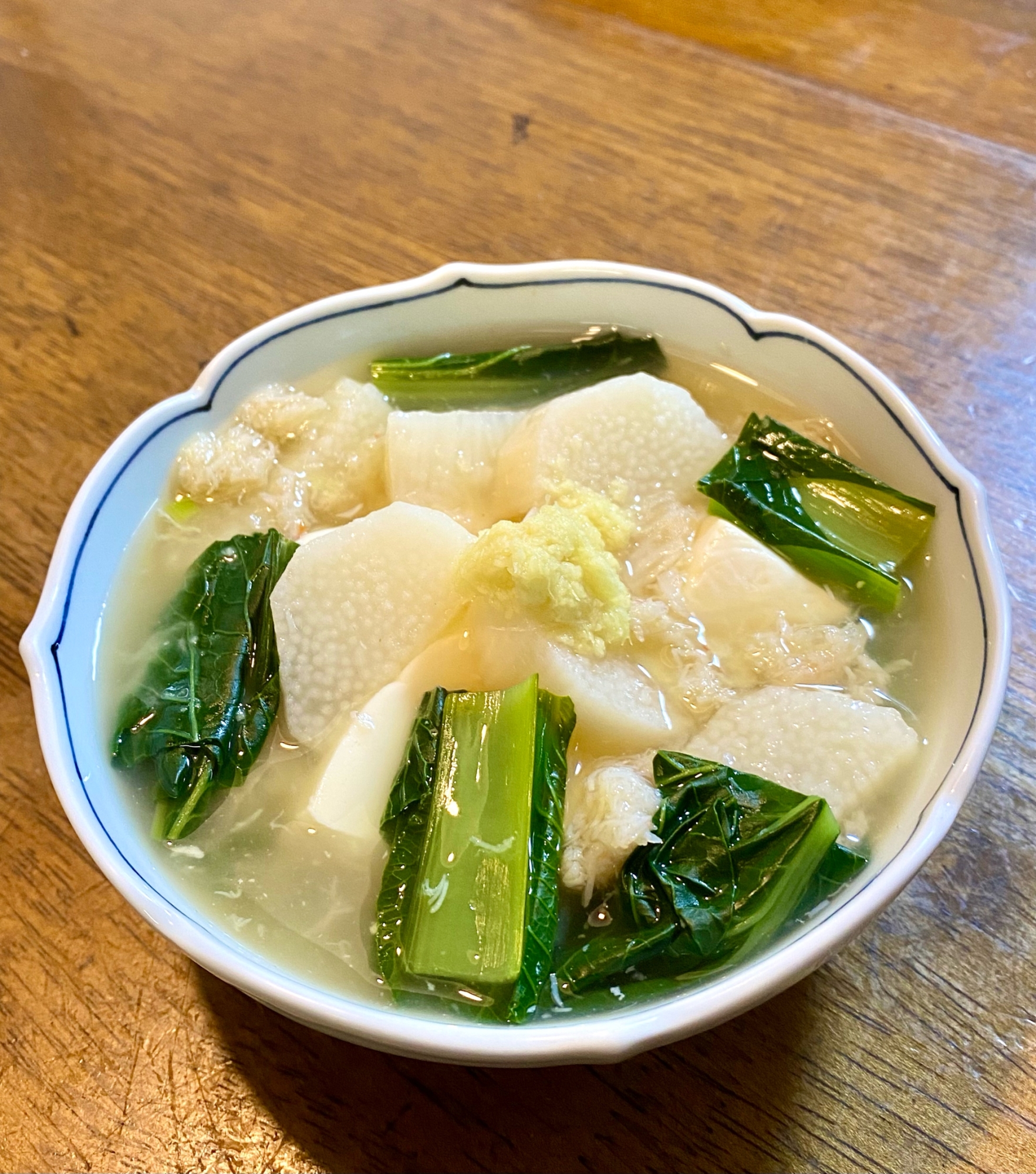 豆腐、長芋、小松菜のかにあんかけ【和食・副菜】