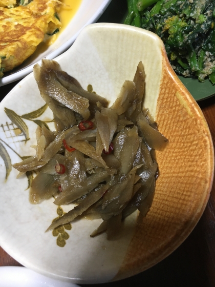 ささがきゴボウと油揚げの煮物♬