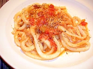蒸しトマト鍋の後は！　イタリアンな‘うどん’で！