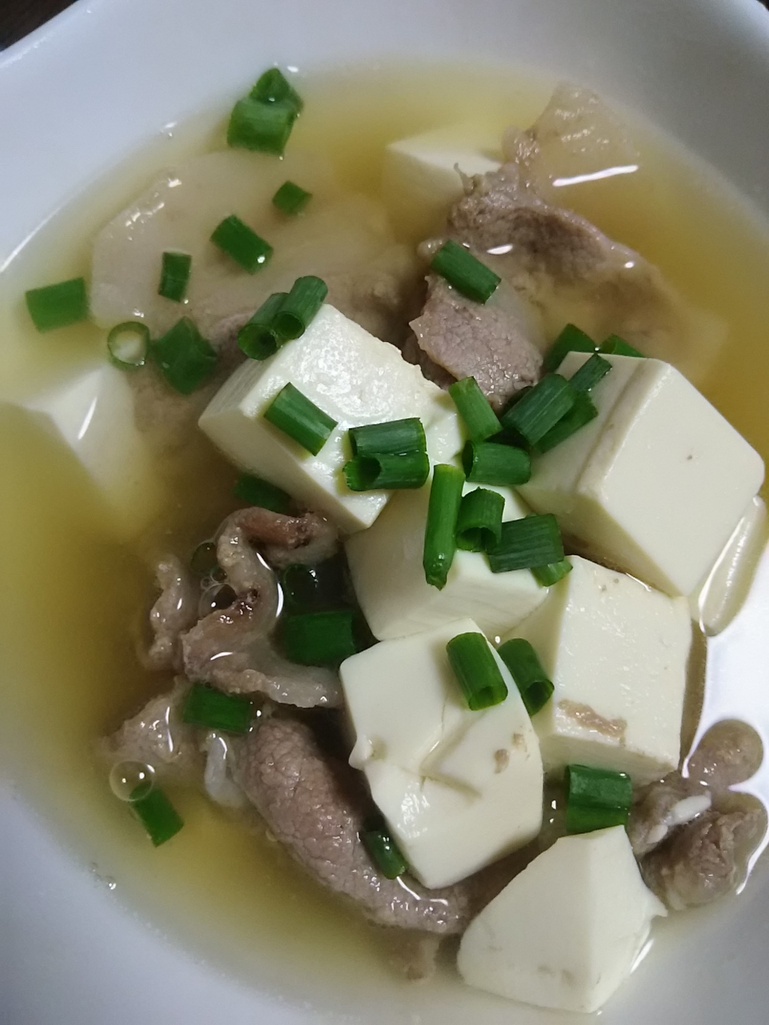 豆腐と豚肉のしょうがスープ(^^)