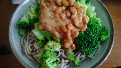 昨日の昼に、旬のブロコと蕎麦で、ごめんね!!納豆毎日頂くと若返るようなので実行！なっとうそばだけど、美味しく頂きました有り難う☆