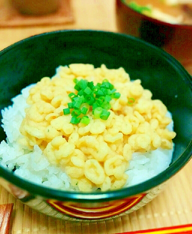 秘密のひとりご飯♪あげ玉で気分は…天丼！？