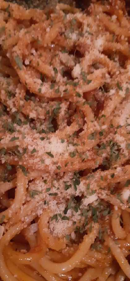 レトルトソースで☆ミートソーススパゲッティー特盛