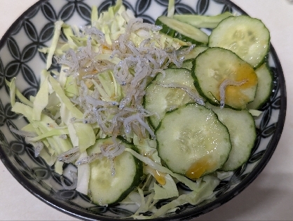 キャベツときゅうりとしらすのサラダ