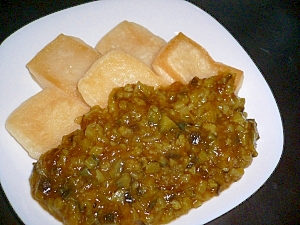 夏にもっちり☆茄子カレーのあんかけ餅♪