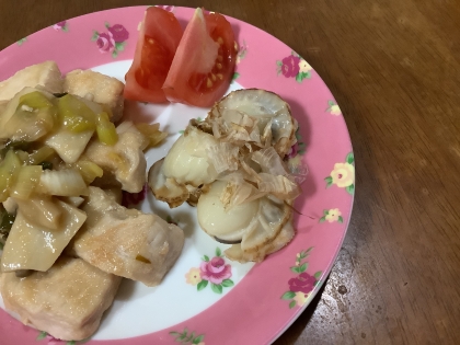 こんばんは♪おかずの付け合わせに作りました。簡単で美味しかったです。ご馳走様でした！